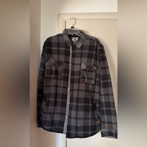 Men's Black and Gray Plaid Shirt Jacket